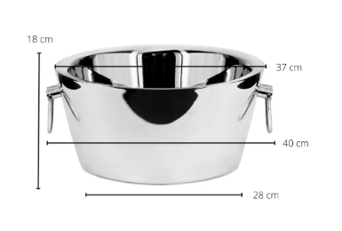 Ontario cooler with handles, high-gloss polished stainless steel, double-walled, ø 38 cm, H 18 cm