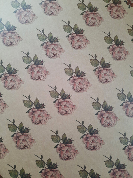 Wrapping Paper; vintage rose - SET OF 3 pieces