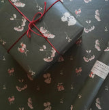 SET OF 3 pieces flowers green wrapping paper