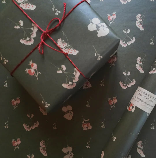 Wrapping Paper; flower green - SET OF 3 pieces