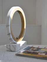 Halo Lamp in white Carrara Marble and brass (large)