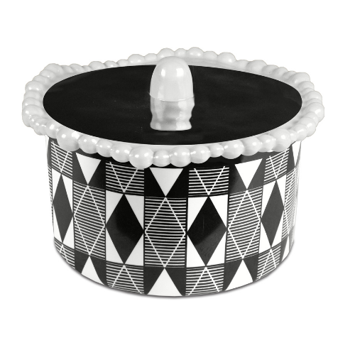 Optical Collection; Biscuit Jar in Black & White Melamine