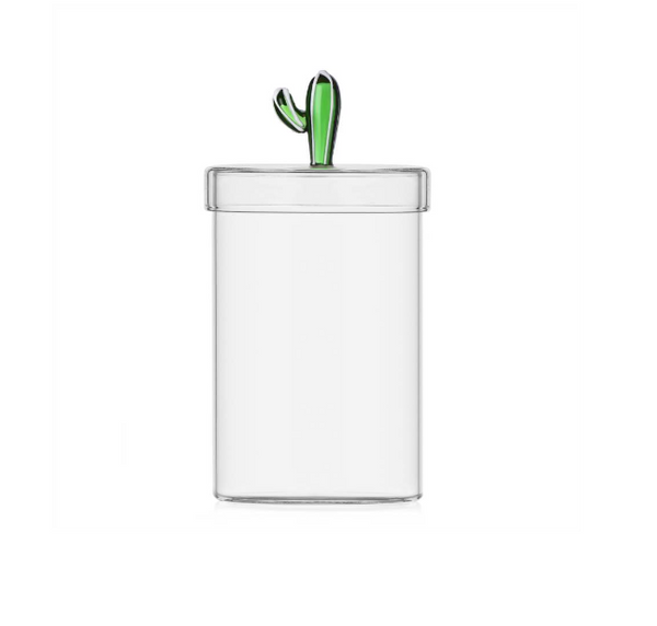 Desert Plants Collection;  Canister in Glass, Cactus Green