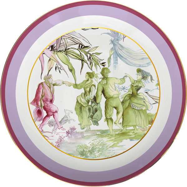 Firenze Collection; Cake Plate with Pink Rim in Porcelain
