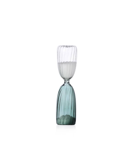 Hourglass clear/dark green 16 cm -Times Collection