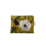 velvet Pochette with Flowers - Ocher
