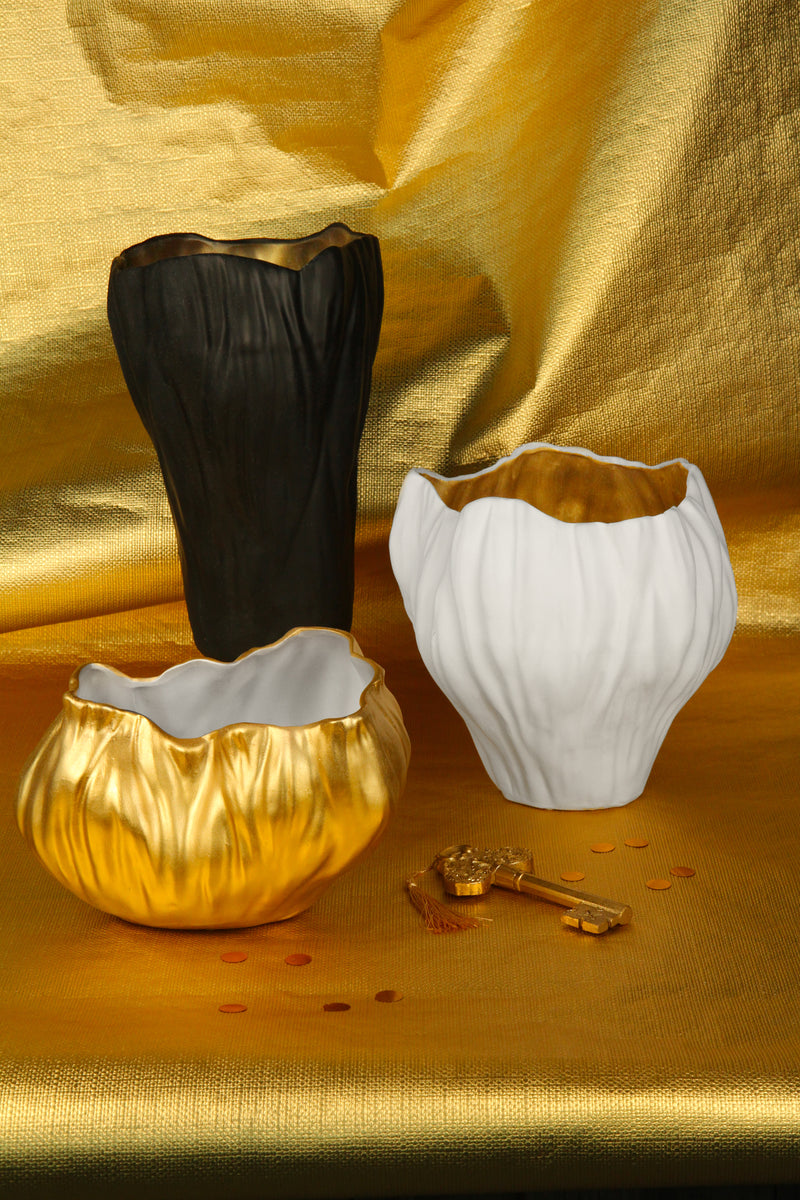 Ceramic Black Gold Vase - Kosmo Collection