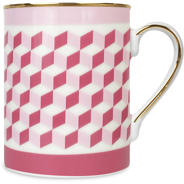 Firenze Collection: Mug in Porcelain with Pink Geo & White Background