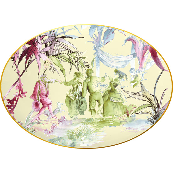 Firenze Collection; Serving Plate in Porcelain - Pink Background 36cm