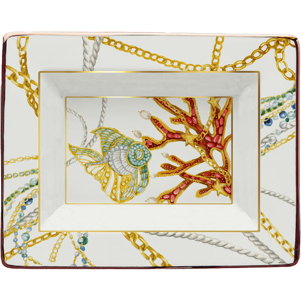 Portofino Collection; Rectangular Gourmet Plate in Porcelain