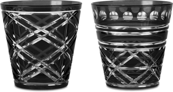 Optical Collection; Engraved Tumblers in Black (set of 2)