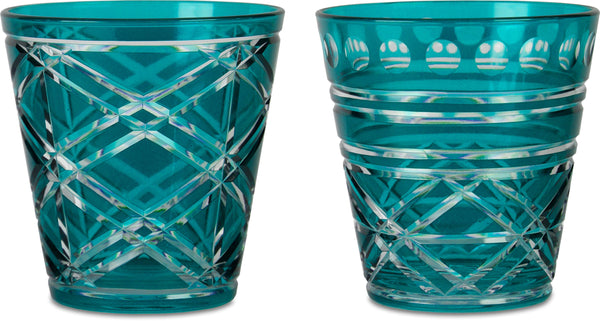 Optical Collection; Engraved Tumblers in Blue (set of 2)