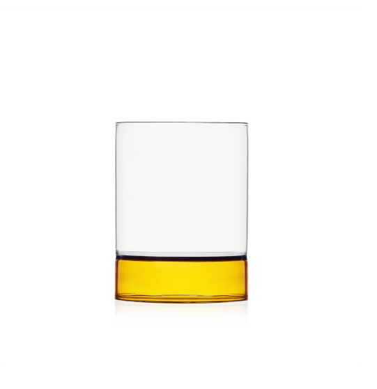Set of 2 Glasses - Tumbler amber / clear - Bamboo Groove Collection