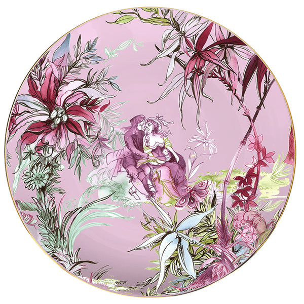 Firenze Collection; Dinner Plate in Porcelain - Pink Background