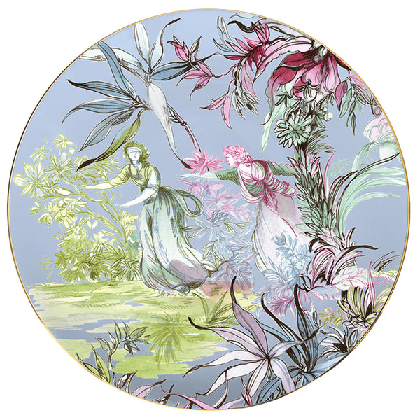 Firenze Collection; Dinner Plate in Porcelain - Blue Background