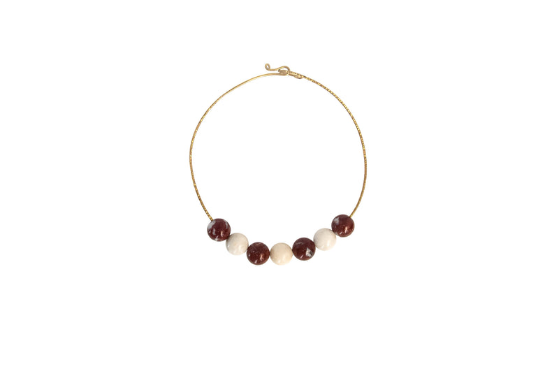Collar Necklace in metal with marble spheres