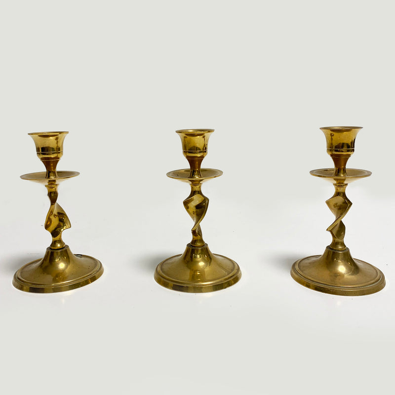 Vintage Set of 3 brass candle holders