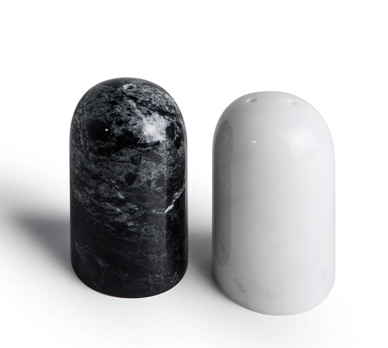 Marble Salt and pepper shakers black/white