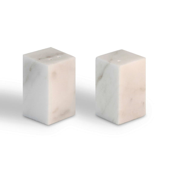 Salt and Pepper Shakers in Satin White Carrara Marble
