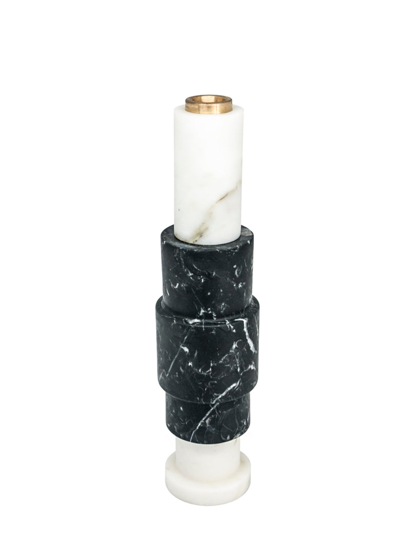 Carrara Marble and Brass Candleholder by JACOPO SIMONETTI