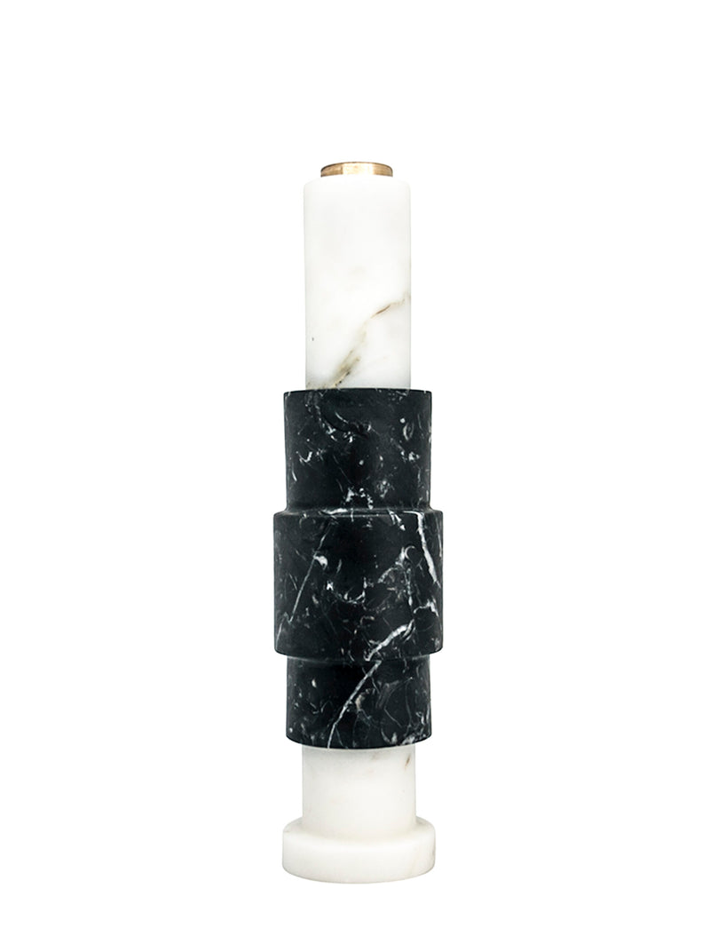 Carrara Marble and Brass Candleholder by JACOPO SIMONETTI