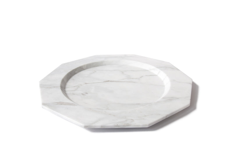 Dinner Plate in Satin White Arabescato Marble (large)