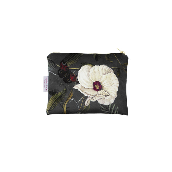 Velvet Pochette with Flowers - Dark Brown