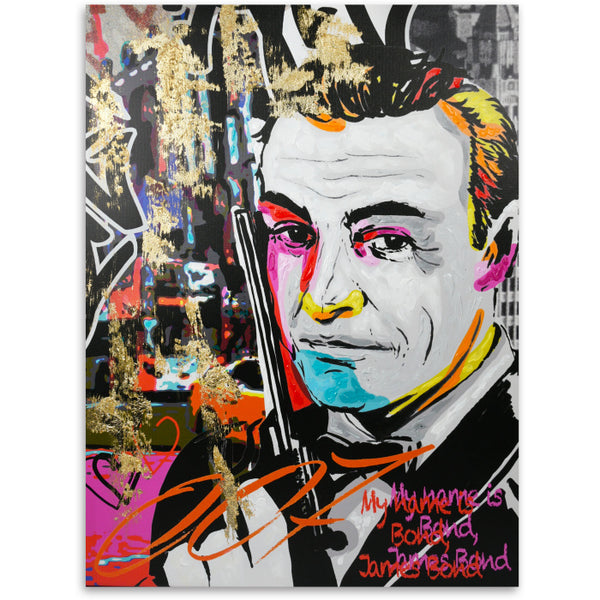 Street Art Collection; Hand-painted Canvas, James Bond 007
