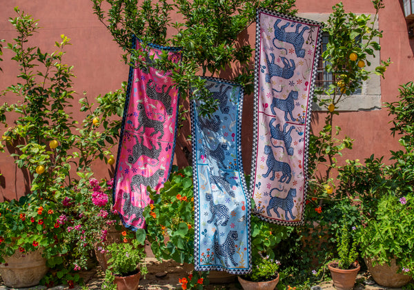 Ocelot Cashmere Scarf Celeste
