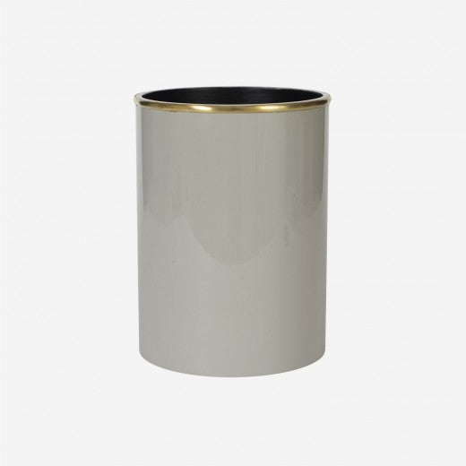 Vase; Lacquer with Brass Rim - Cool Grey 16x22 cm