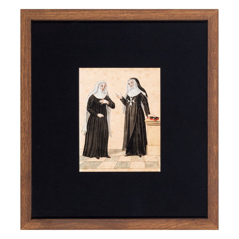 Watercolour from the Order of the Knights of Saint John depicting nuns in their habits